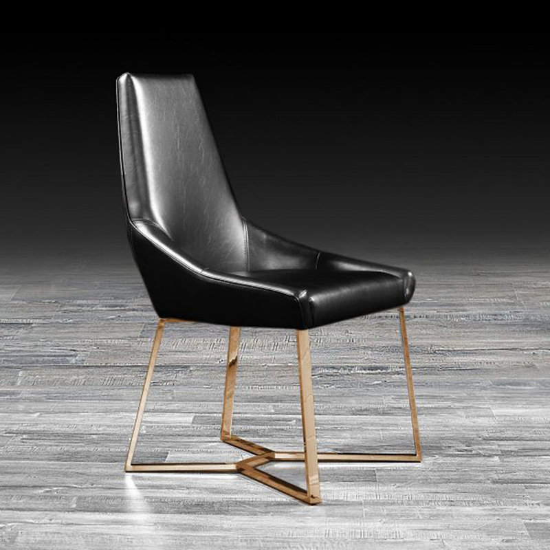 Chaise de salle à manger rembourrée Mchone, Noir, Or