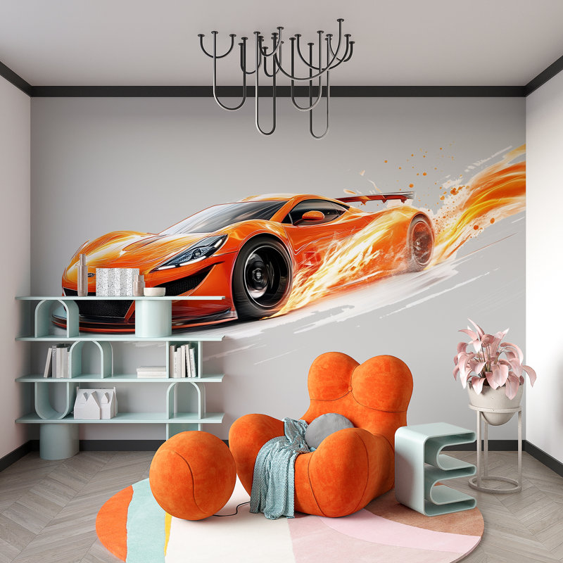 Décoration murale orange chambre d'enfant de course de course 283Mv, H 24 po x l 13 po