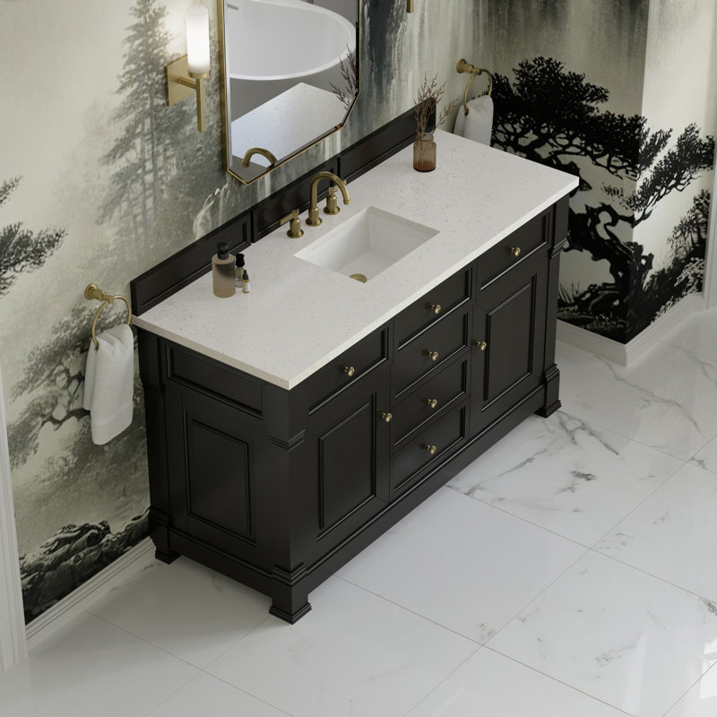 Brookfield Single Vanity, Widespread, Lime Delight, Black Onyx