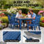 Ensemble de salle à manger d'extérieur 7 pièces pour 6 personnes, résistant aux intempéries, avec trou pour parasol et structure en aluminium HIPS. Modèle moderne, robuste et confortable, idéal pour terrasse, jardin, véranda, patio ou piscine. Comprend 1 table et 6 chaises.-124652782