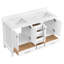 Meuble-lavabo autoportant blanc de 60 po avec lavabo double, base en bois massif, glissières à fermeture douce, légères et élégantes pour les tiroirs