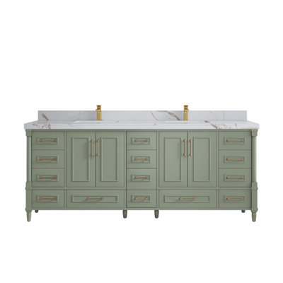 Aberdeen 84'' Double Bathroom Vanity with Quartz Top