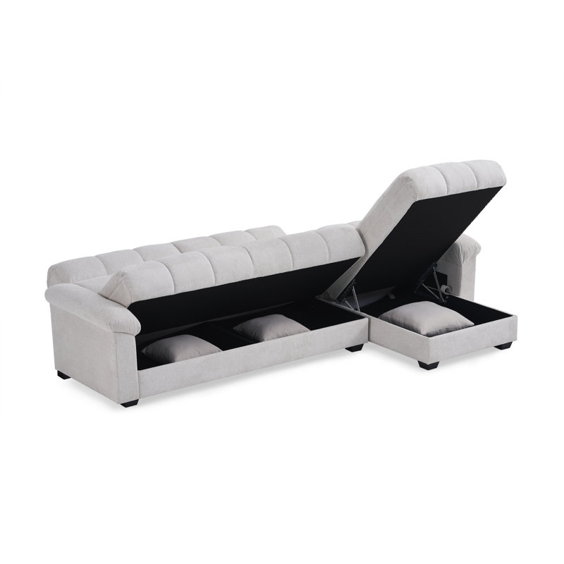 Bosman Corner Sleeper Sofa with Storage, Light Beige