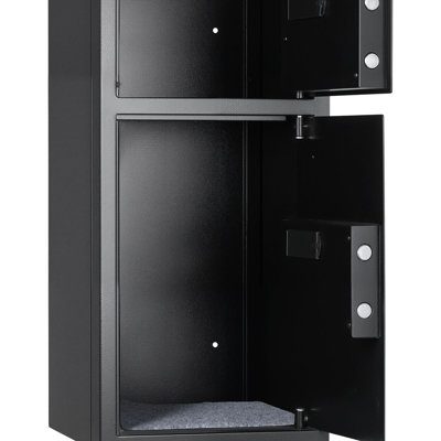Coffre-fort de 7,2 pieds cubes, coffre-fort à double porte avec clé, mot de passe et DEL, coffre de rangement en acier laminé à froid ignifuge pour l'argent, les documents, les bijoux et les objets de valeur, assemblage facile, noir