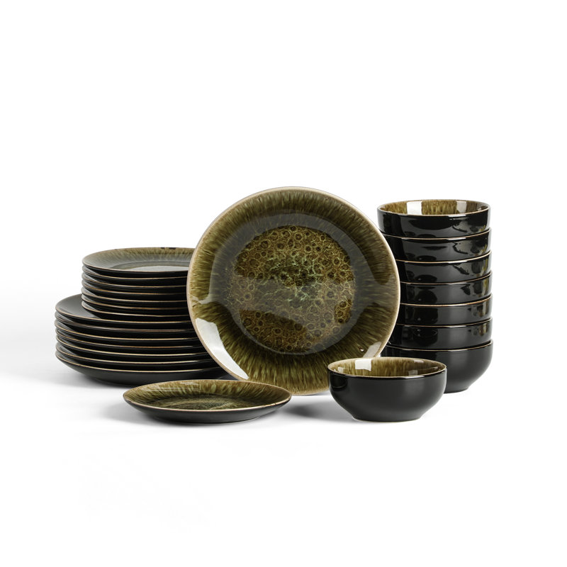 Stone Lain Riley 24-Piece Dinnerware Set Stoneware, Black