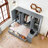 Full Size Wooden Daybed With Three Drawers, and All-in-One Cabinet, Desk and Shelves,-270754976-271130059