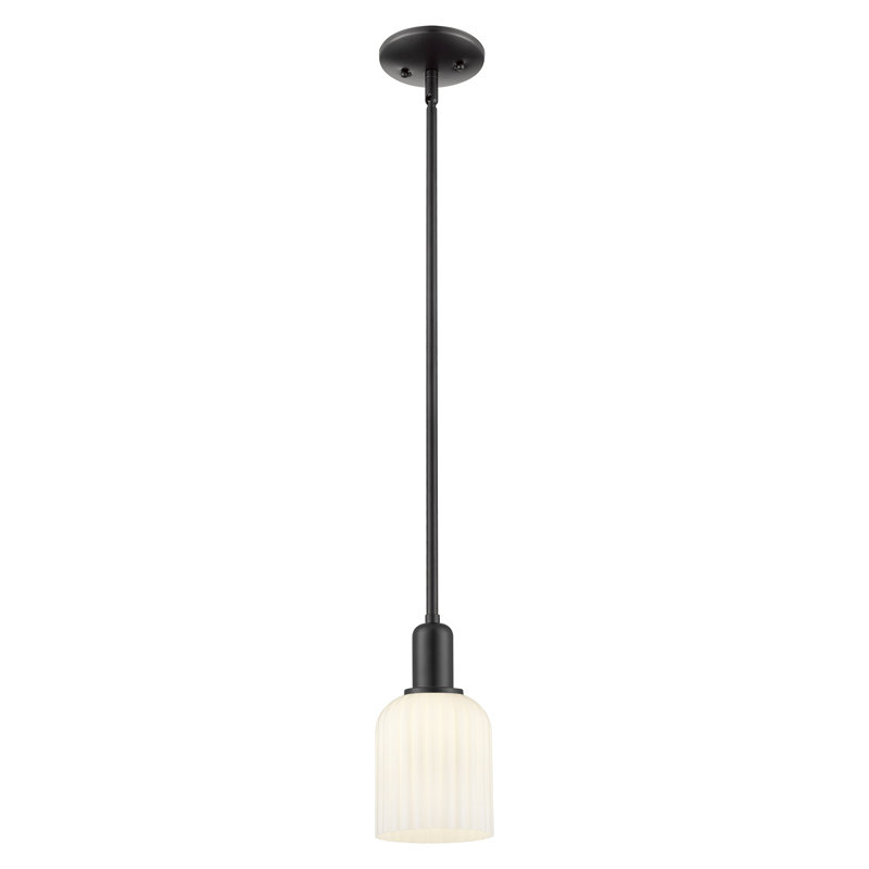 Downtown Urban - Voile de mariée - Mini-luminaire suspendu 1 tige, H 9,63 po x l 5 po x P 5 po, Blanc brillant, Noir mat