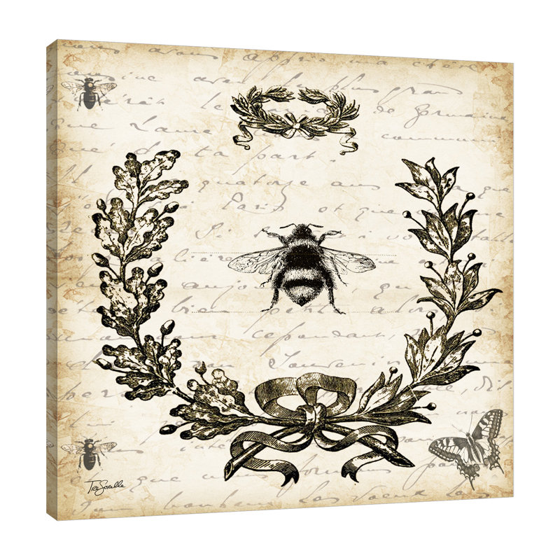 «French Laurel Wreath: Bumblebee» par Tre Sorelle Studios, reproduction d'art graphique sur toile, H 48 po x l 48 po