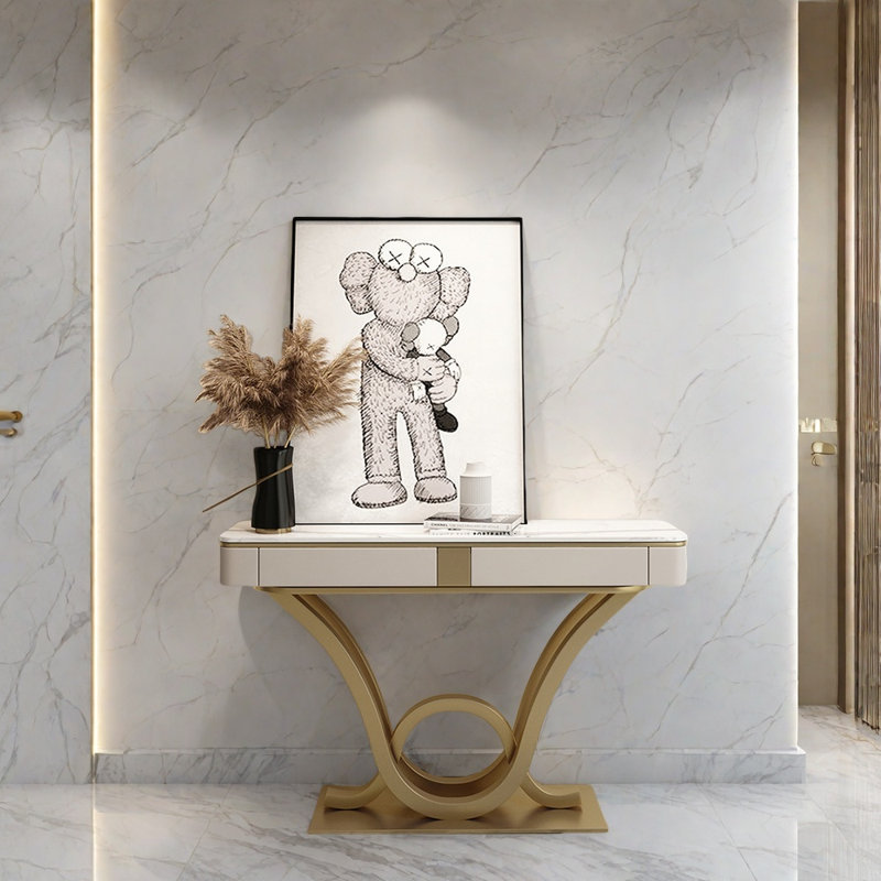 Italian  Luxury  Console Table, 33.5" H x 31.5" W x 13.8" D, Gold