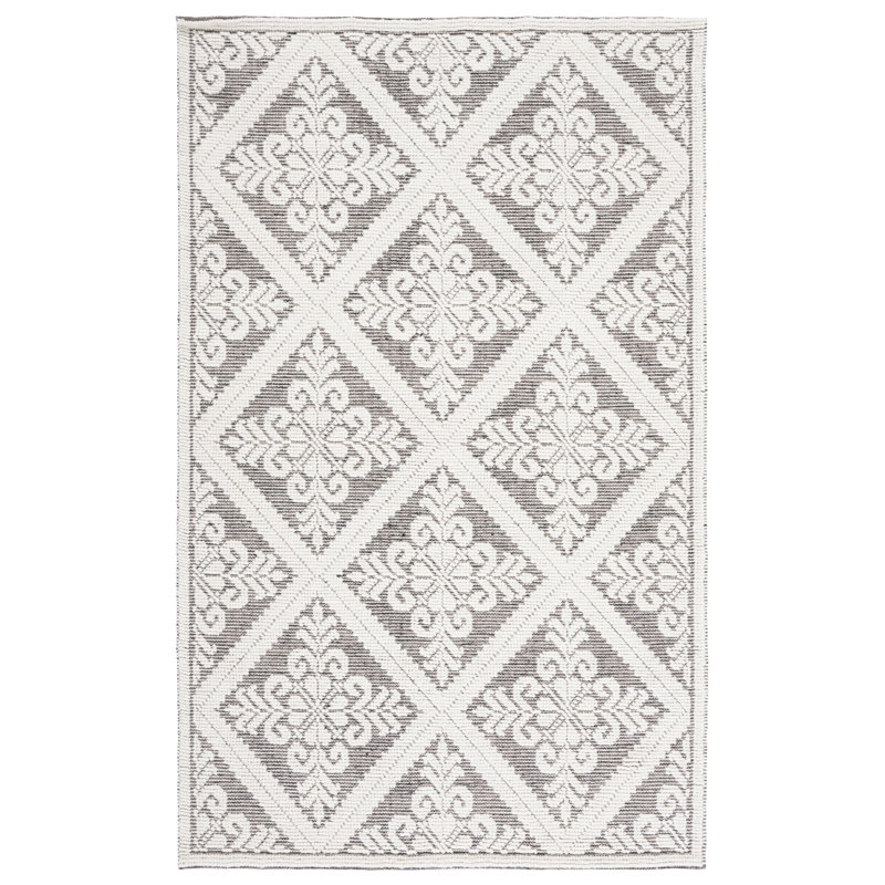 Vermont Hand Woven Wool Damask Rug, Rectangle 3' x 5'