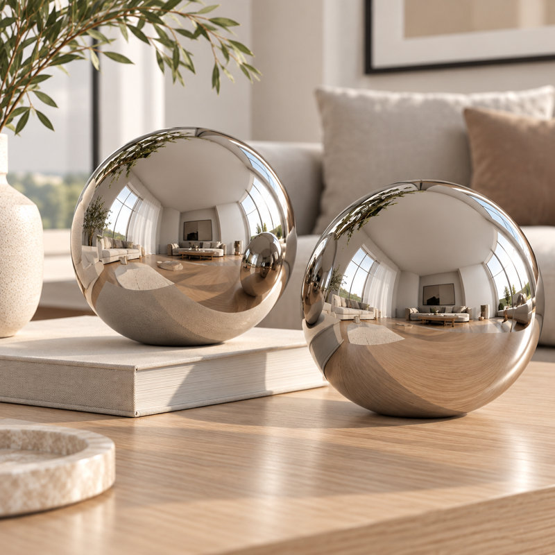 Sphère Railyn Pergande Bola Blanco / P 3 po, 6" H x 6" W x 6" D, Silver, 1