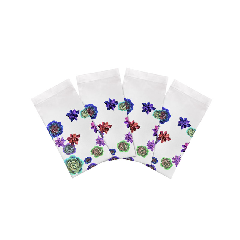 Succulents Floating Cotton Sateen Dinner Napkins, Intenso