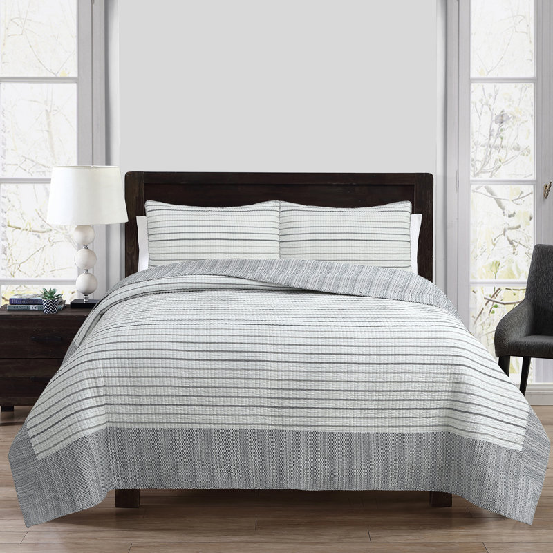 Ensemble de courtepointe en microfibre Elle, Courtepointe pour très grand lit + 2 tailles déc