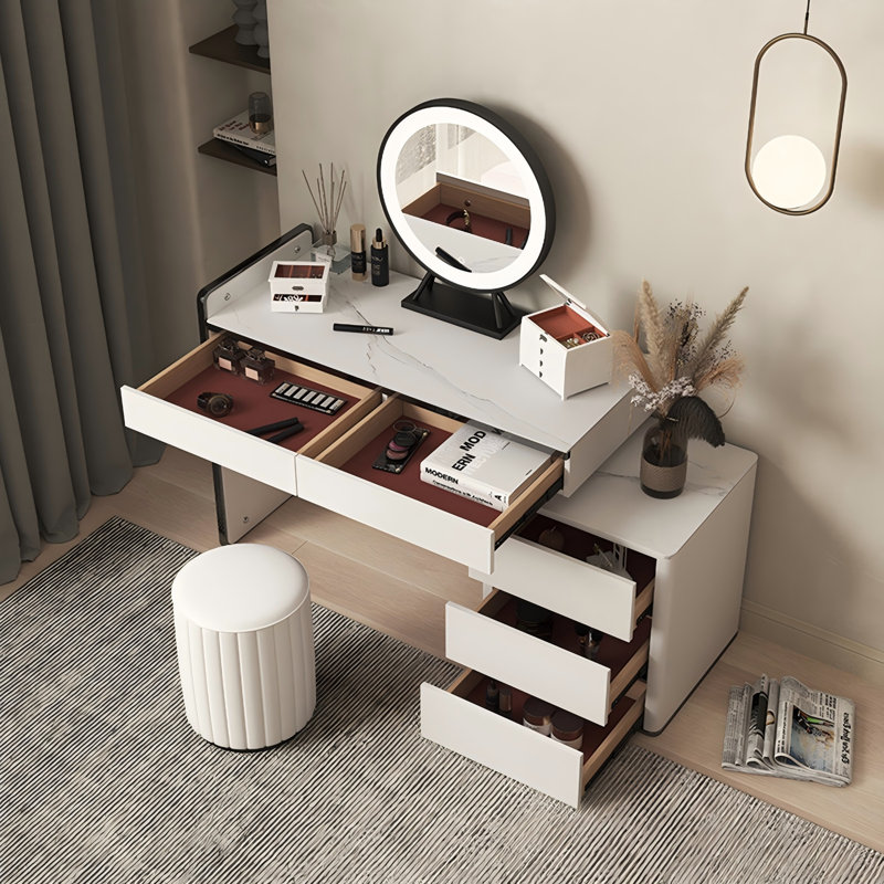 Meuble-lavabo moderne 41,34 po avec commode avec tabouret et miroir