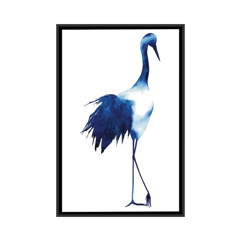 «Ink Drop Crane I», reproduction d'art sur toile, H 26 po x l 18 po x P 1,5 po, Toile avec cadre noir, Pas de tapis