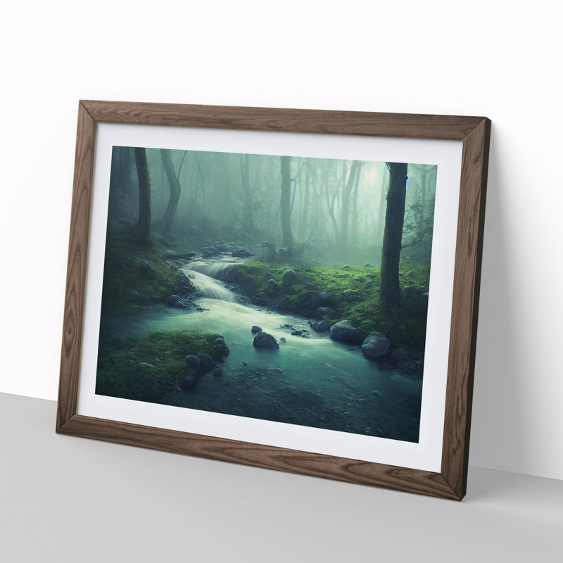 XH1022-6365X Mystical Forest Stream 1 Piece Single Picture Frame Wall Art, 46cm H x 64cm W, Brown