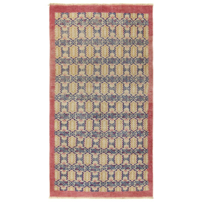 Pasha Wool Area Rug in Beige/Blue/Pink