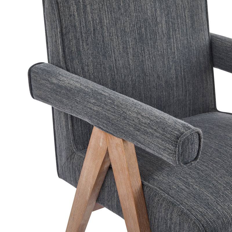 Fauteuil de salle à manger rembourré, Gris anthracite