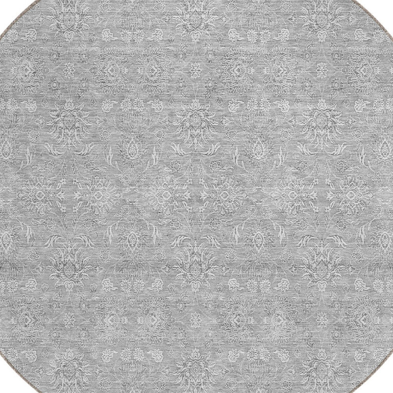 Tapis rond lavable floral 8 po