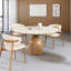 Table de conférence ronde avec plateau en ardoise blanche et base en bois massif-277564690