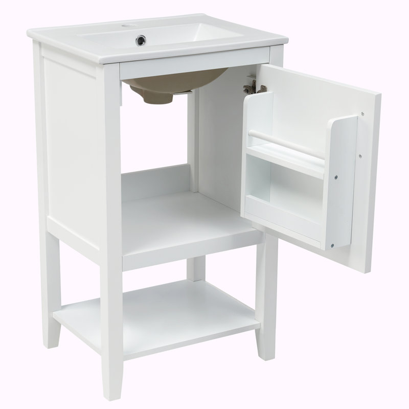 Meuble-lavabo simple 20 po avec plateau Shokraji, Blanc