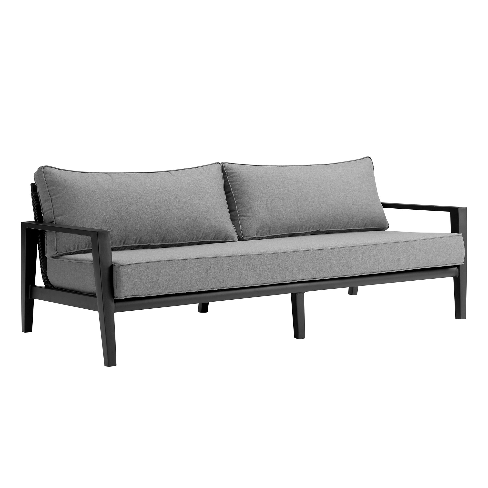 Armen Living Cayman Aluminum Outdoor Sofa In Black And Dark Gray Wayfair