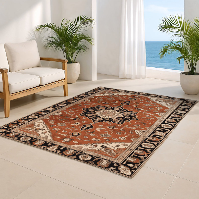 Tapis d'intérieur et d'extérieur brun Persian, Rectangle 4pi x 6 pi