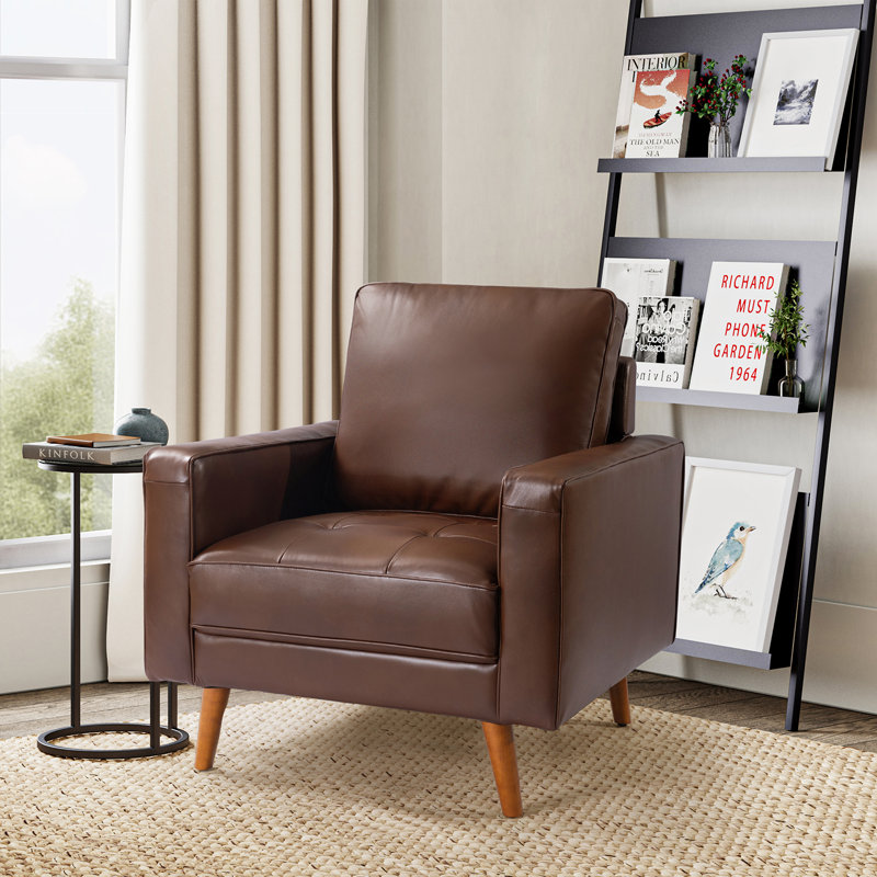 Fauteuil Annaleise, Cuir véritable brun