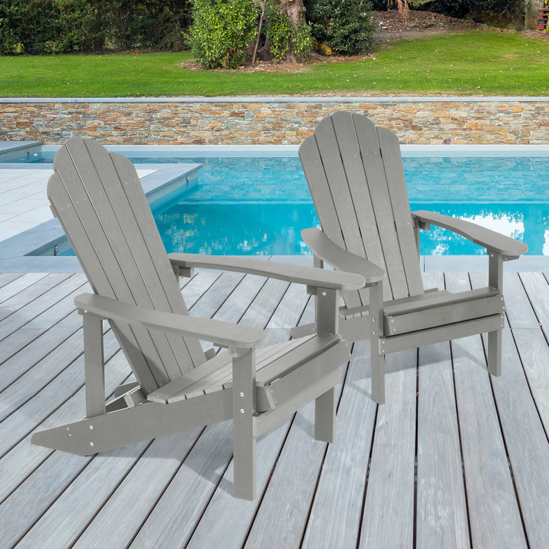 Chaise Adirondack Wesley Hips résistante aux intempéries, Gris clair