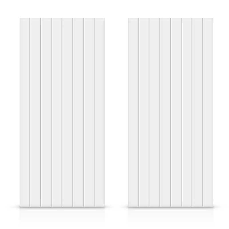 Portes de placard coulissantes à panneaux en bois manufacturé, Crème clair, 84 po x 96 po