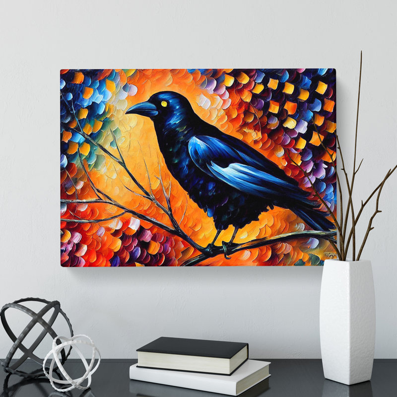 Crow Bird Painting Vol.7 Abstract - Wrapped Canvas, 35cm H x 50cm W x 3cm D