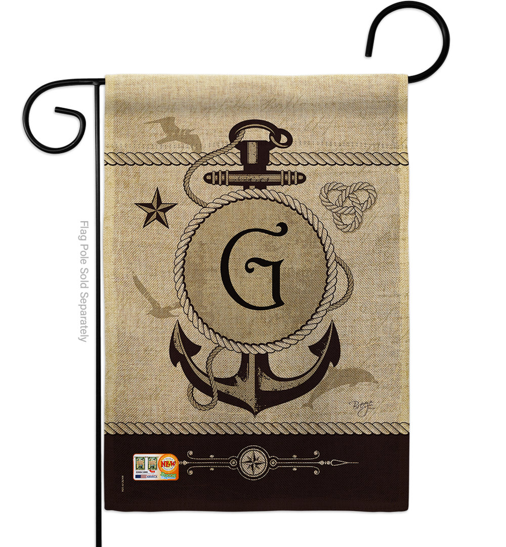 Kirkman Double Sided 18.5'' H x 13'' W Burlap Garden Flag Breakwater Bay Monogram 