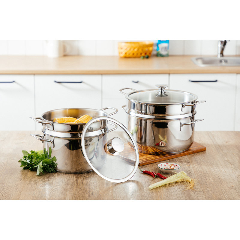 9.0 QT Stainless Steel Steamer Pot with Basket Insert