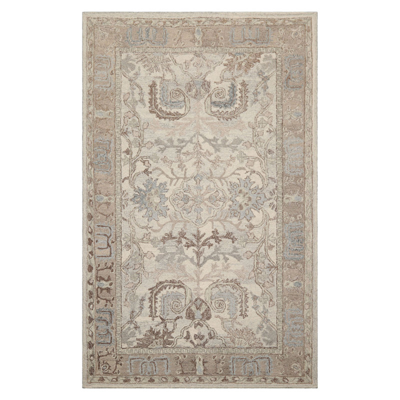 Tapis transitionnel 5 pi x 8 pi beige en laine Art & Crafts