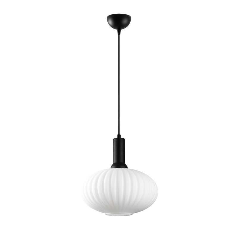 Elegant Black Metal Chandelier, 11.8 x 11.8 x 46.5 inches | Features Glass Cap & Durable Metal Body | E26 Socket, Max 40W (Bulb Not Included) | Stylish Lighting for Dining Room, Living Room & Entryway