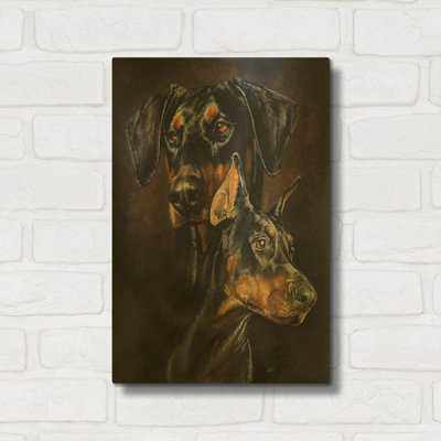 'Doberman Pinscher 2' By Barbara Keith Gold Metal Wall Art, 12" x 16"