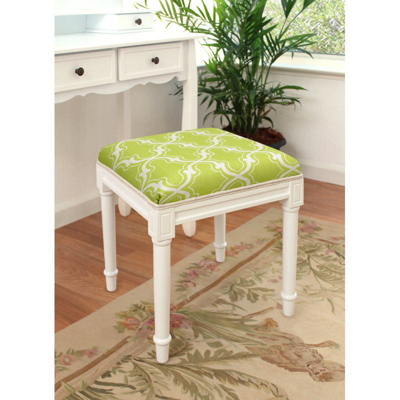 Pangle Solid Wood Accent Stool, Chartreuse, White