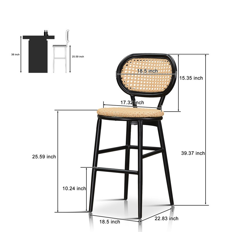 Tabouret rembourré Alexaundra, Or, H 25,59 po