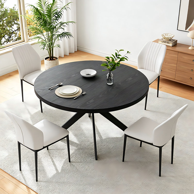 Ensemble de table de salle à manger 5 pièces avec 4 chaises modernes, Blanc