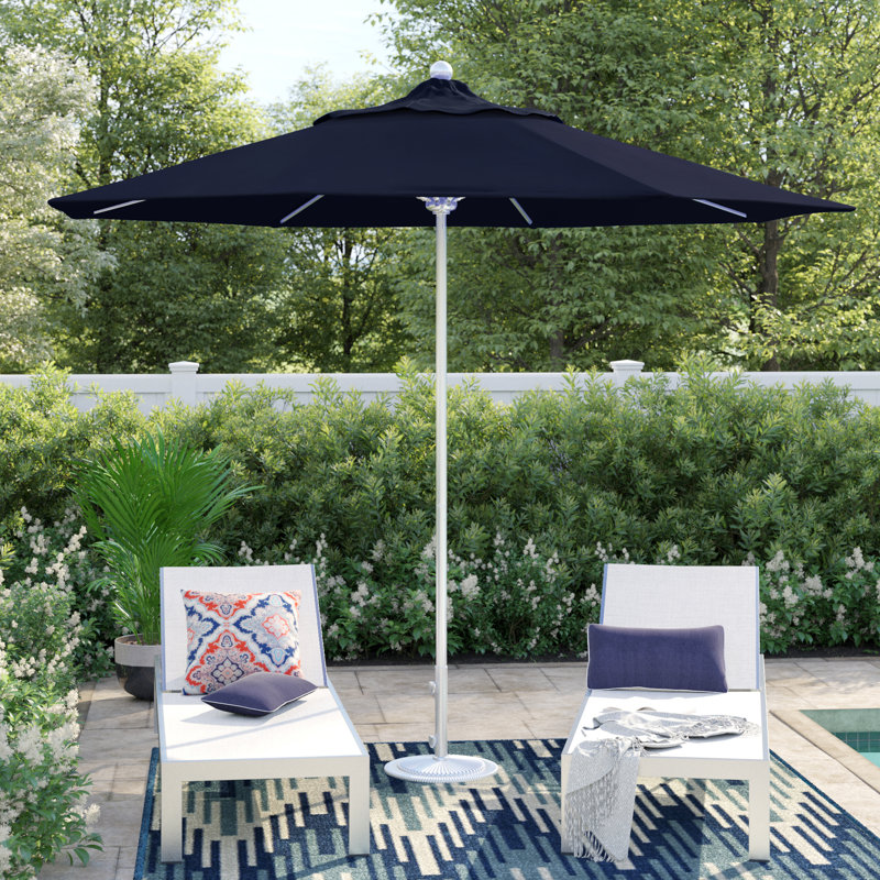 Parasol de marché 9 pi Hibo, Bleu marine-oléfine