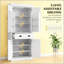 Armoire de cuisine de style nordique avec lumières DEL, 6 tablettes de porte, un tiroir et 4 tablettes réglables pour un rangement efficace