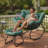 Oversized Egg Rocking Chair and Ottoman Set (Green)-2070690658