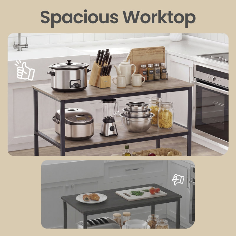 Riggle 47.4'' W Kitchen Island, Greige/Black