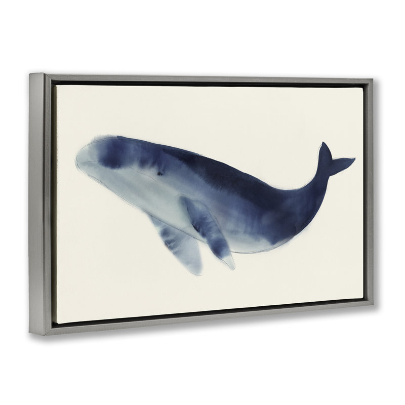 Cadre flottant avec baleine géante, design par Lily K., H 21 po x l 31 po, Gris