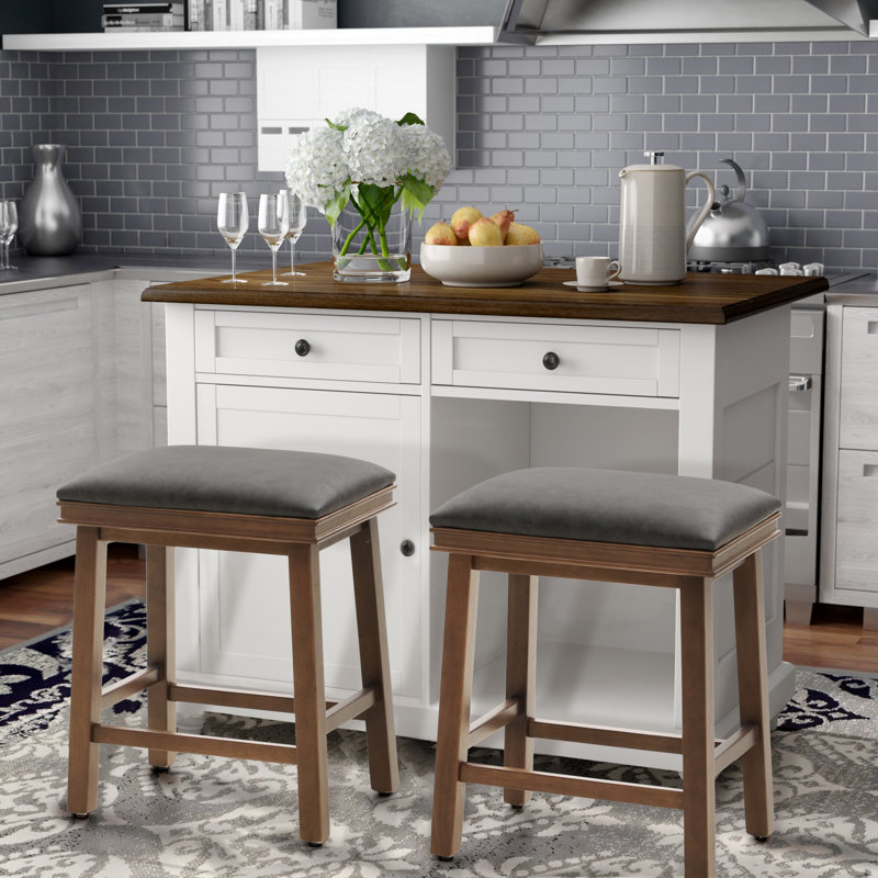 Tabouret de comptoir 24 po Jelissa, Gris, Noyer