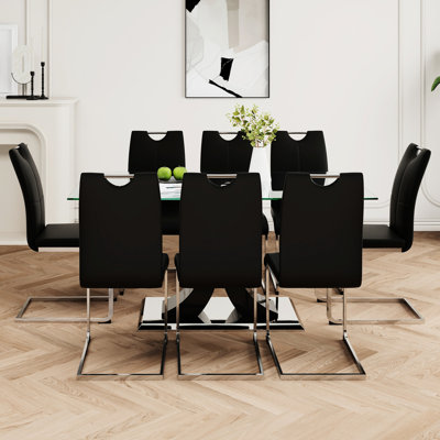 Repas en verre de style moderne et pieds de chaise noirs - Rehaussez l'ambiance de votre table de restaurant en faisant ressortir la cuisine