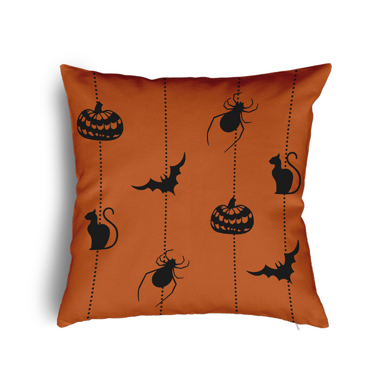 Coussin Halloween, Poussière d'orange, H 26 po x l 26 po