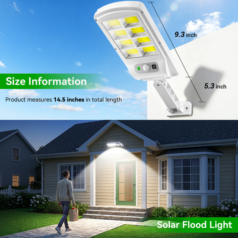 Lampadaires solaires d'extérieur, 160 projecteurs solaires super lumineux étanches 6500K avec capteur de mouvement, angle réglable à 180 °, lumières de sécurité solaires crépusculaires à l'aube pour la cour, l'allée et le parc de stationnement