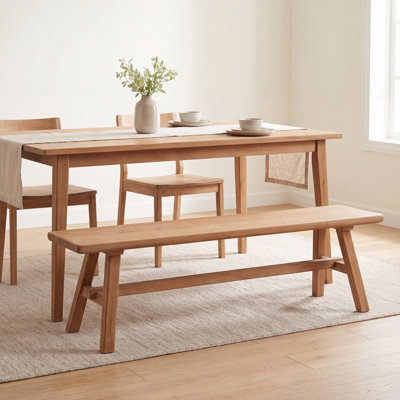 Marlowe Solid Rubberwood Dining Bench, Entryway Bench Hallway Bench