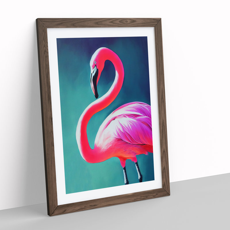 Flamingo Aglow - Framed Print, 46cm H x 34cm W, Brown